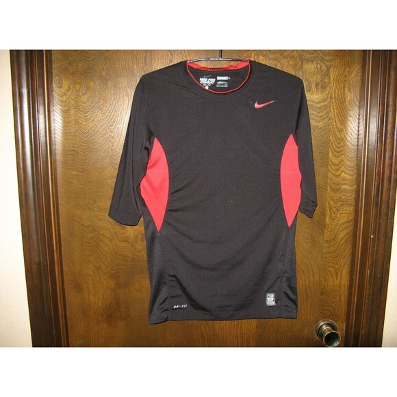 Mens Nike Pro Combat Dri Fit Compression Black & Red Athletic Shirt Size L - Picture 1 of 3